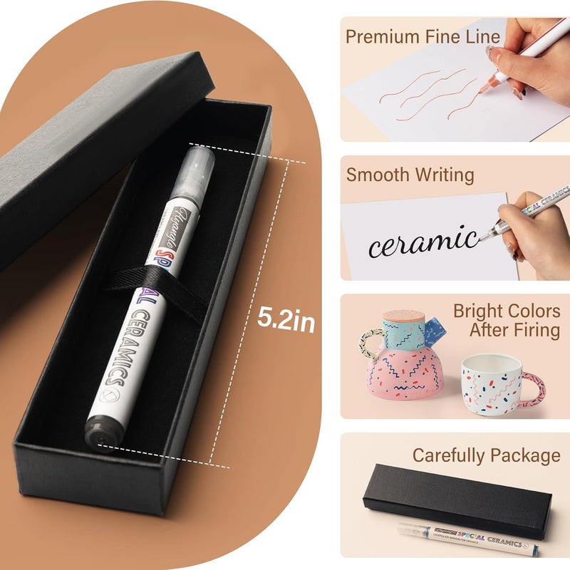 EliteSign Underglaze Pen for Ceramics, Underglaze Marker for Pottery Glaze, Pottery Pen, Porcelain, and DIY Ceramic Decorating - White（Classic Hard Tip-1PK） - Image 4